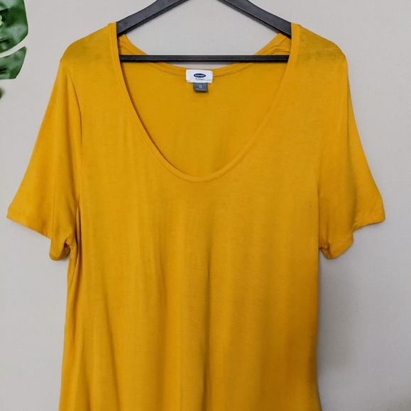 Old Navy NWOT mustard yellow short sleeve flowy tee size XL - Picture 4 of 6